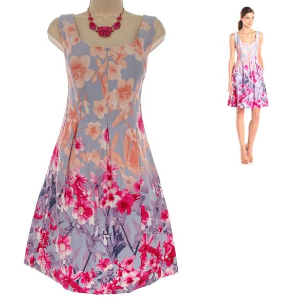 Nine West Floral Print Pleated Fit & Flare Dress w/Pockets Size 18W 2X Plus Size - Picture 1 of 6